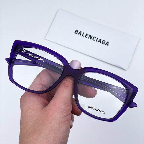 Balenciaga BB0062O 003 Eyeglasses Violet Logo Square Women - Picture 9 of 12